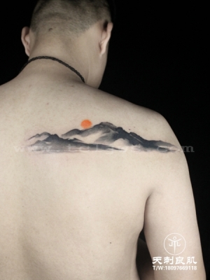 中国风山水纹身